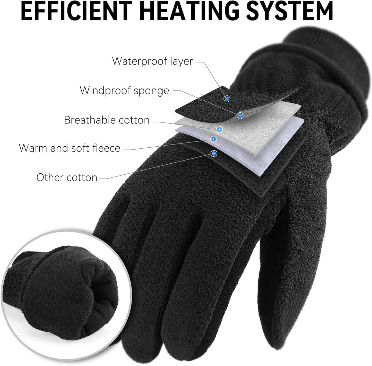 Men & Women Winter Gloves -30°F Deerskin Leather Water-Resistant Windproof Cold Weather Glove for Driving Hiking