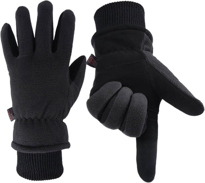 Men & Women Winter Gloves -30°F Deerskin Leather Water-Resistant Windproof Cold Weather Glove for Driving Hiking