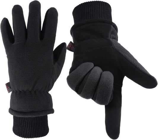 Men & Women Winter Gloves -30°F Deerskin Leather Water-Resistant Windproof Cold Weather Glove for Driving Hiking