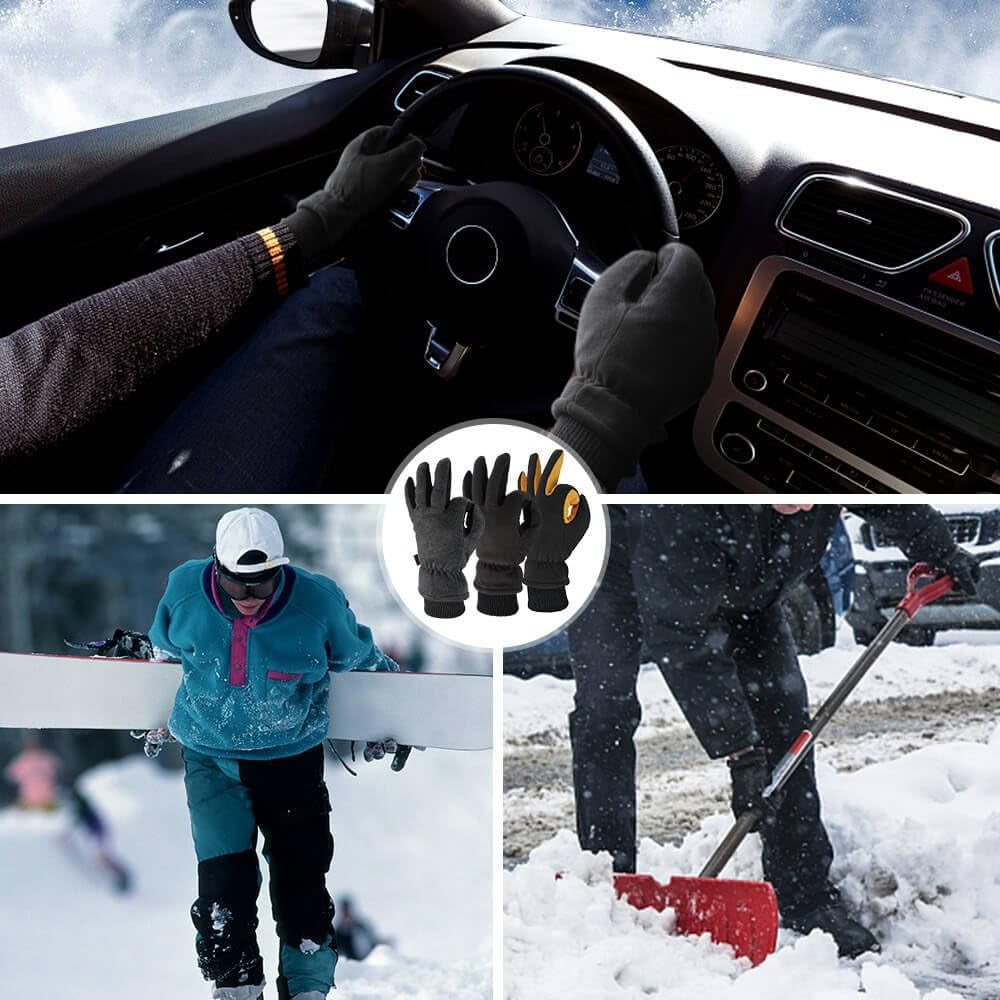 Men & Women Winter Gloves -30°F Deerskin Leather Water-Resistant Windproof Cold Weather Glove for Driving Hiking
